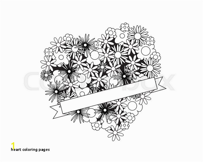 Heart Coloring Pages Coloring Page for Adult Od Kids Simple Floral Heart with Ribbon