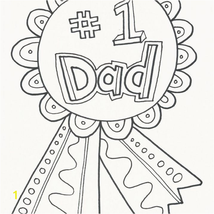 A coloring page that says " 1 Dad" on a ribbon button