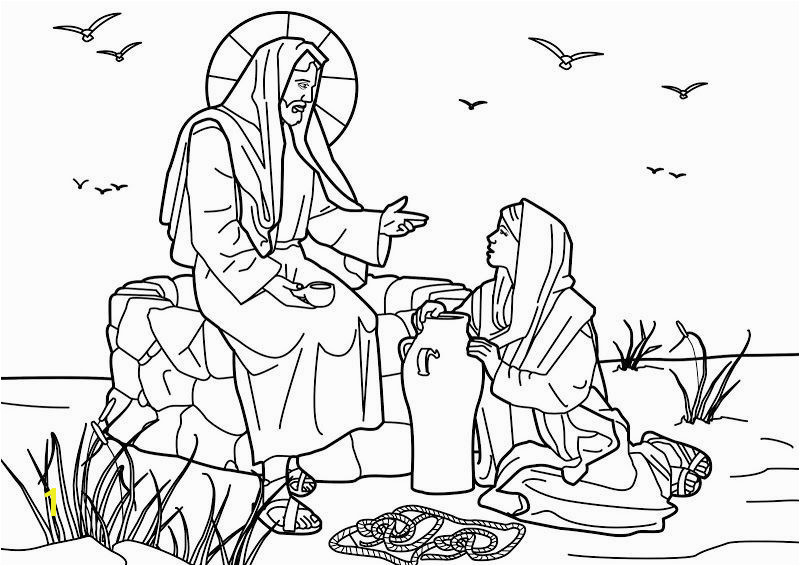 Jesus and the Samaritan Woman Coloring Page 15 Fresh Woman at the Well Coloring Page
