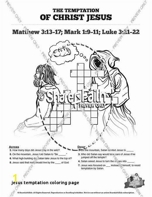 Jesus Temptation Coloring Page Sunday School Crossword Puzzles and Printable Crossword Puzzles