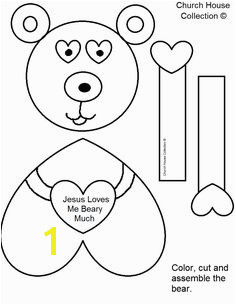 "Jesus Loves Me Beary Much" Valentine s Day Craft For Kids In Sunday School or Children s Church Free Printable Template Patterns