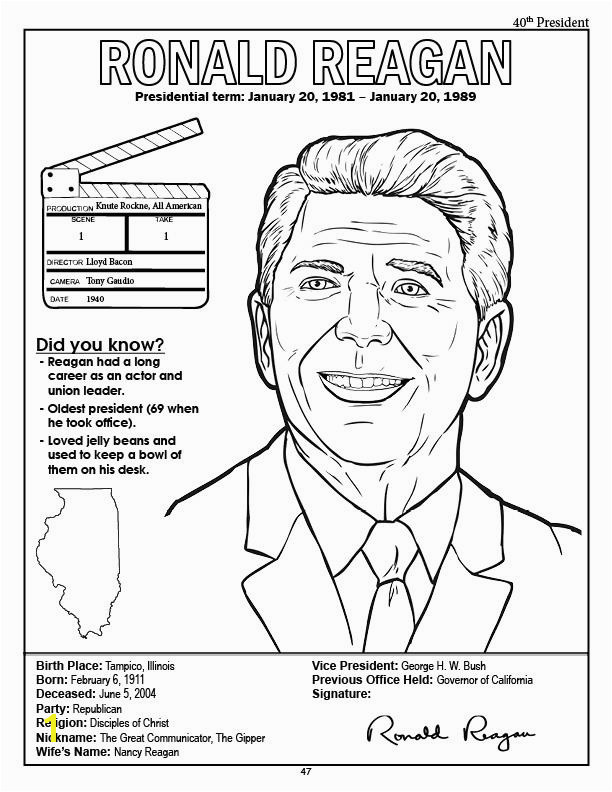 President John F Kennedy Coloring Page President Ronald Reagan Coloring Page