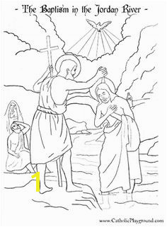 Baptism of the Lord in the Jordan River by St John the Baptist Catholic coloring page Feast is January
