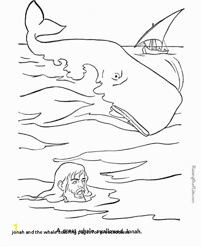 Jonah and Whale Bible coloring page to print for lapbook free