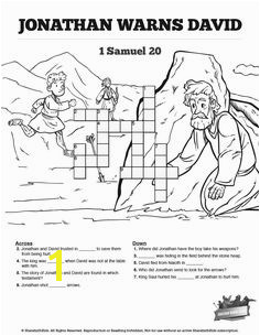 1 Samuel 20 David and Jonathan Sunday School Crossword Puzzles A great learning tool this