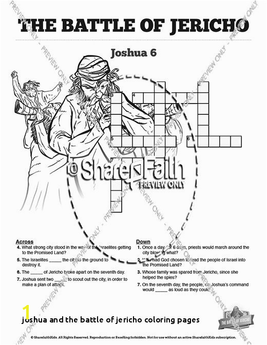 Joshua and the Battle Jericho Coloring Pages the Battle Jericho Sunday School Crossword Puzzles