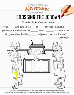 Crossing the Jordan Bible worksheet & coloring page