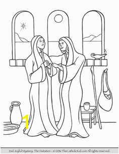 The 2nd Joyful Mystery Coloring Page Visitation Miracles Jesus Rosary Prayer Coloring