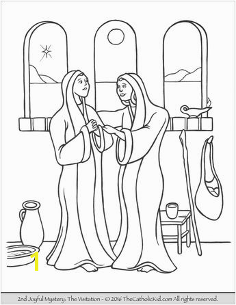 The 2nd Joyful Mystery Coloring Page Visitation