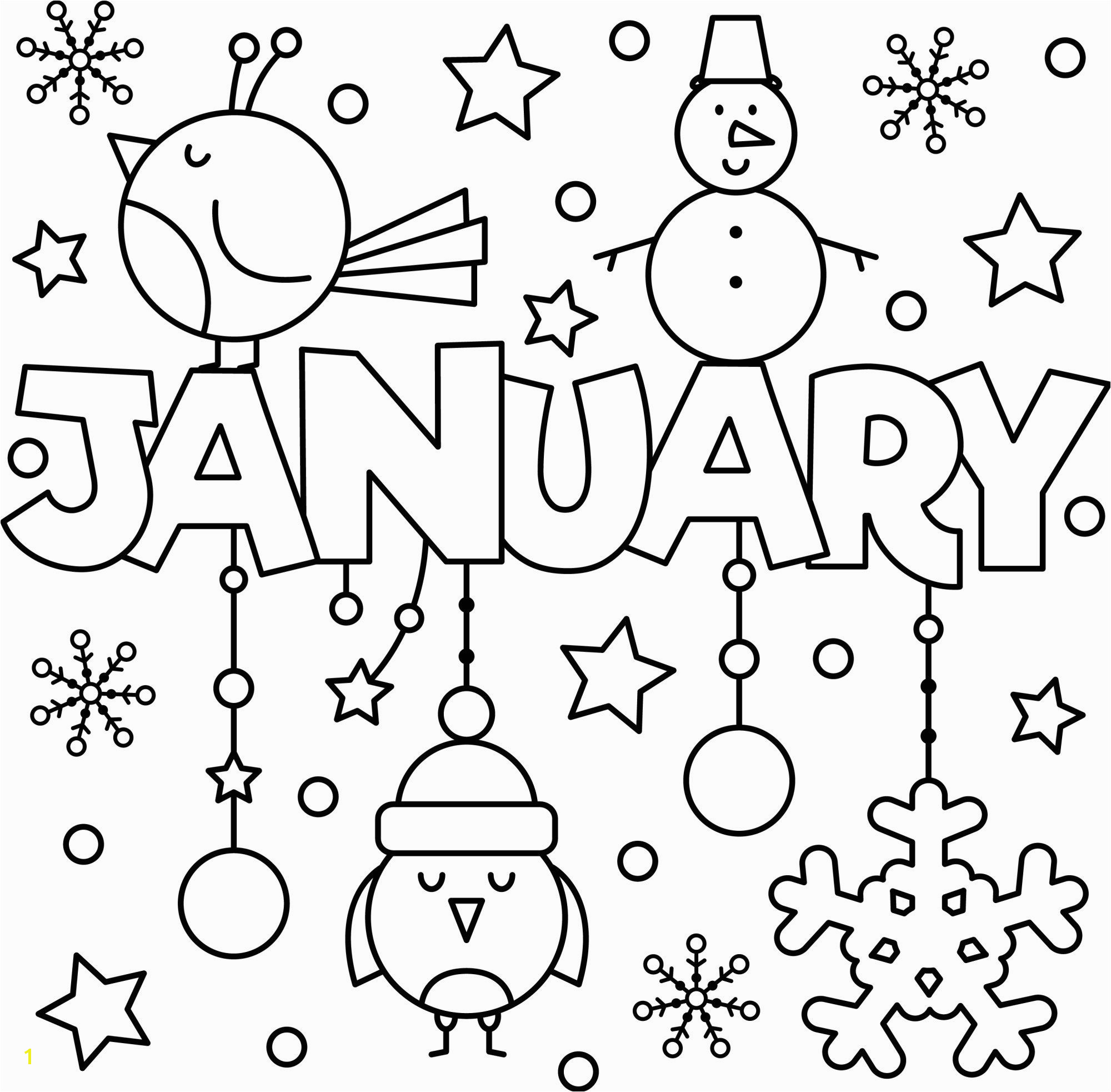 January colouring page printable