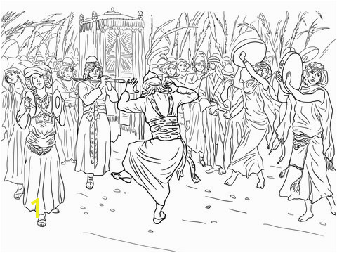 King David Dancing Before the Ark of the Covenant coloring page