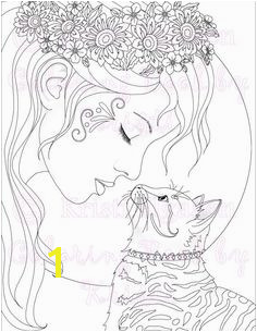 Adult Coloring Page Cat Coloring Page Fantasy Coloring The Kitty Kiss Printable Digital Download Coloring Book By Kristi