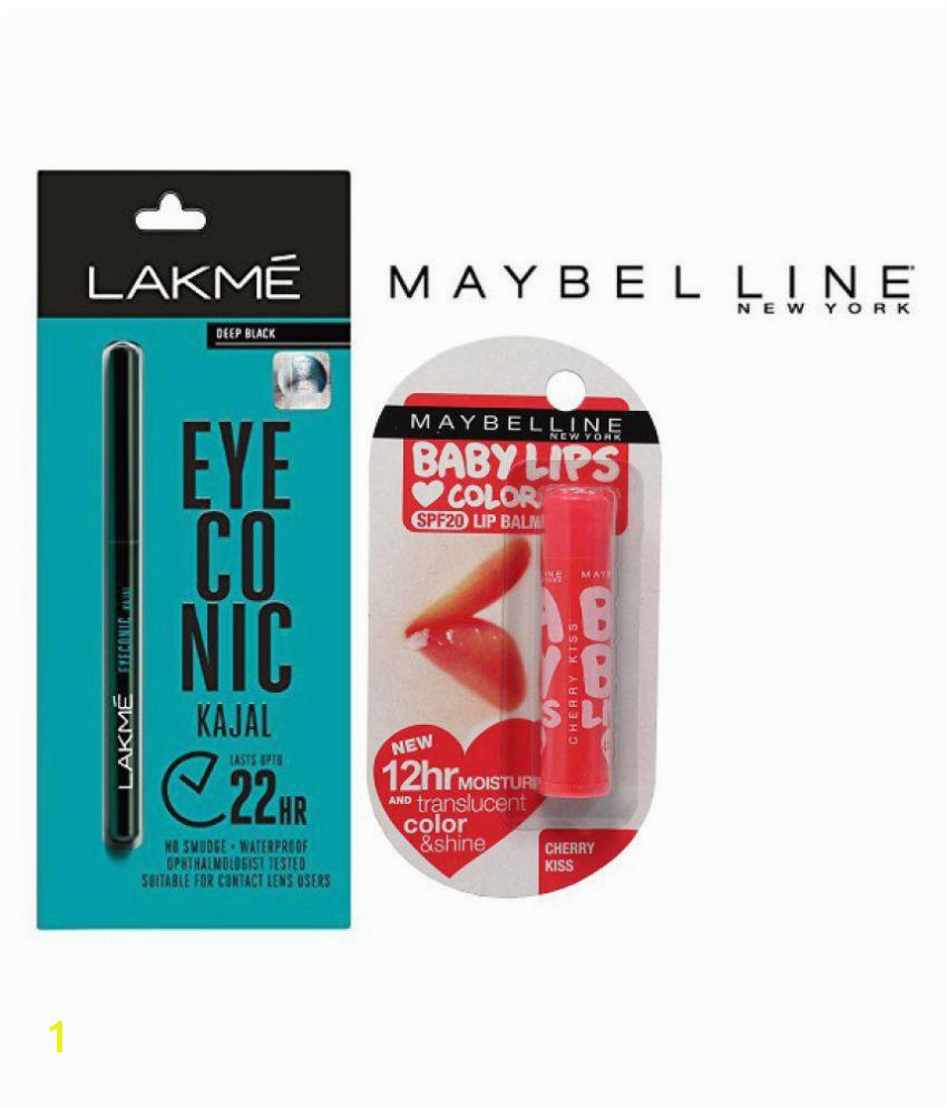 Maybelline Baby Lips Color Lip Balm Cherry Kiss & Lakme Eye Conic Kajal Lasts Up To