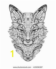 Zen art fox Zentangle animal head for the adult antistress coloring book on white background Vector illustration Hand drawn zendoodle Coloring page