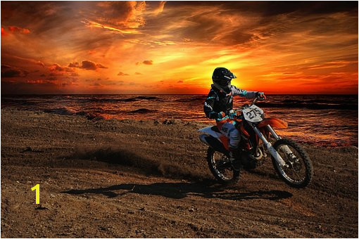Ktm Action Motocross Sunset Dirt Bike Ocean Rider