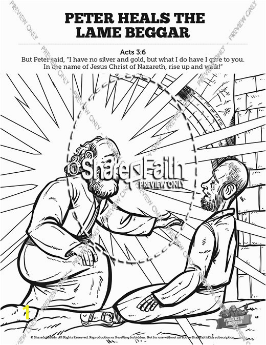 Acts 3 Peter Heals The Lame Man Sunday School Coloring Pages