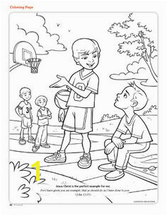 Lesson 36 Be a Good Example boy inviting another to play basketball Lds Coloring Pages