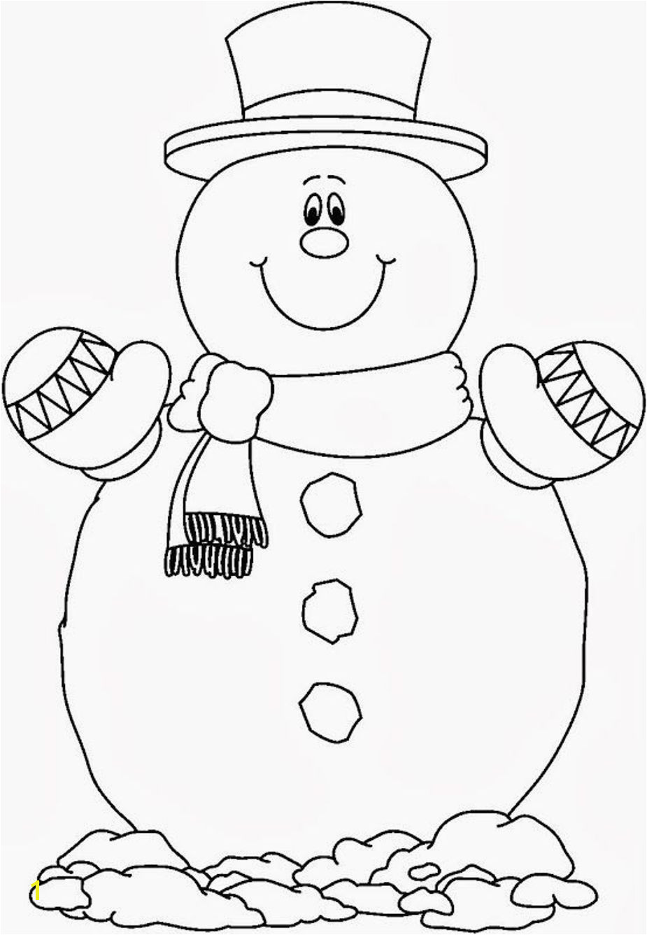 Smilling Snowman Coloring Pages Free