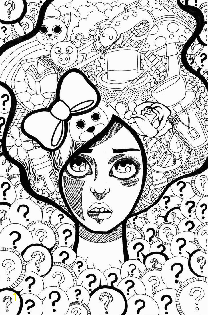 Mad Hatter Hat Coloring Page Trippy Coloring Pages