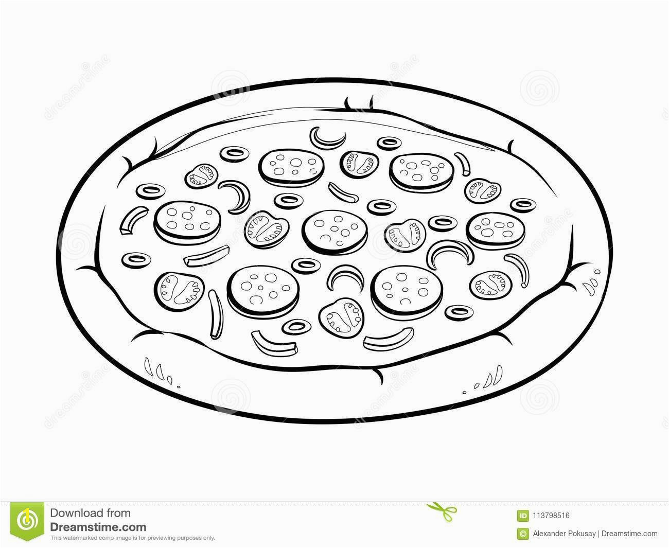 Make A Pizza Coloring Page Lovely Round Pizza Coloring Book Vector Illustration Stock Vector 14