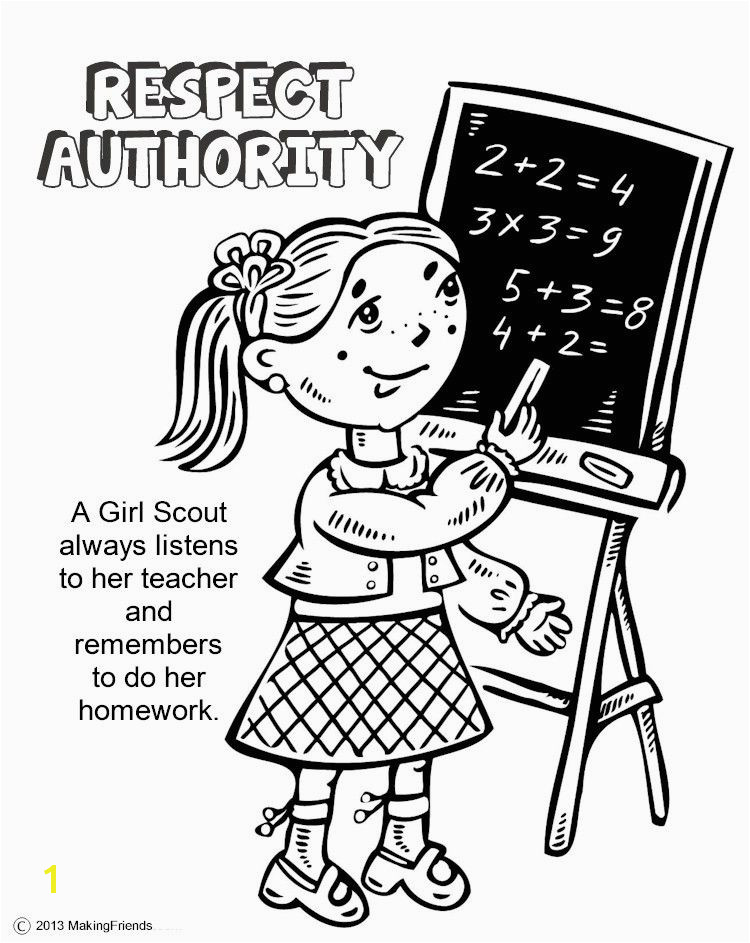 Making Friends Coloring Pages the Law Respect Authority Coloring Page Girl Scouts