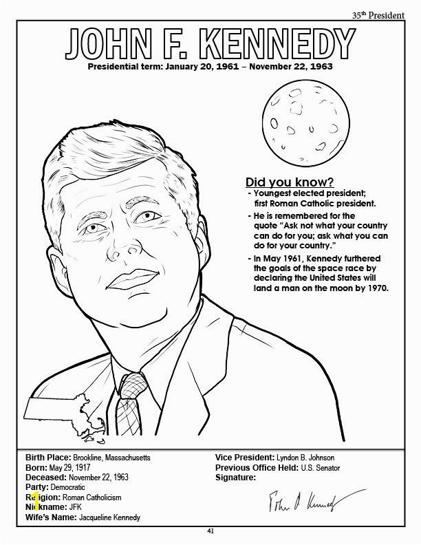 President Theodore Roosevelt Coloring Page President John F Kennedy Coloring Page