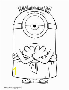 Enjoy with this free Minions movie coloring page In this picture Stuart is dressed