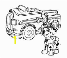 Good Paw Patrol Printable Coloring Pages Paw Patrol Marshall With Fire Truck Coloring Page