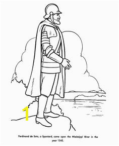 Ferdinand deSoto Discovers the Mississippi Coloring Page