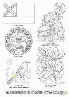 Mississippi State Symbols Coloring page