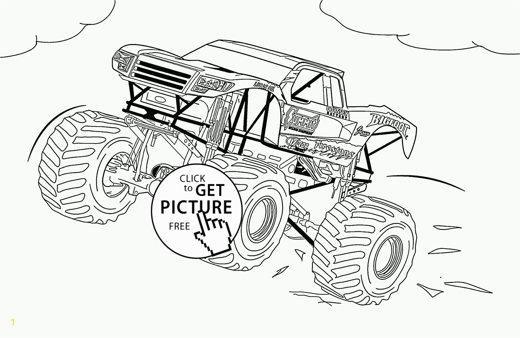 Bigfoot Monster Truck coloring page for kids transportation coloring pages printables free Wuppsy