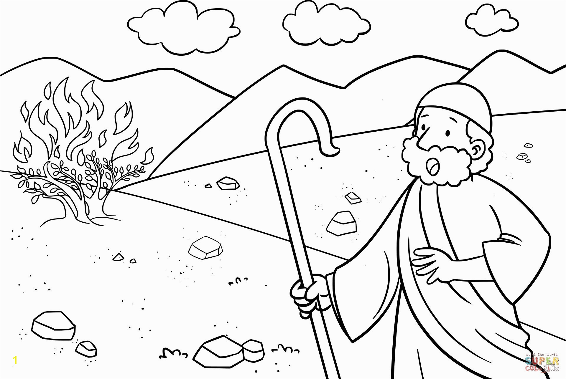 Moses Burning Bush Coloring Page