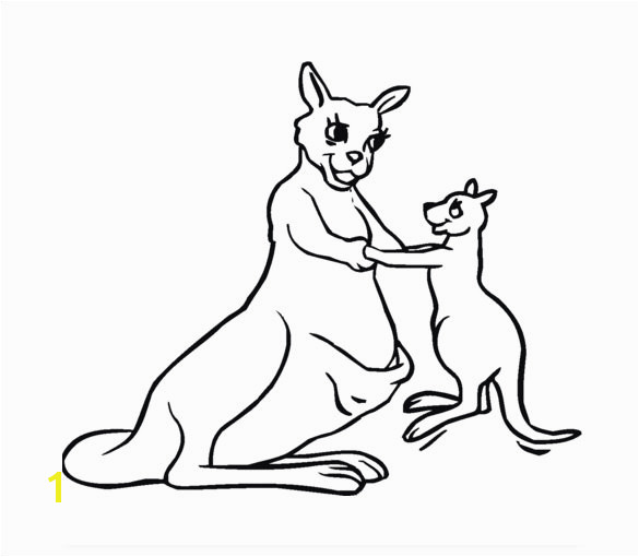 Baby Kangaroo with Mother coloring page Template