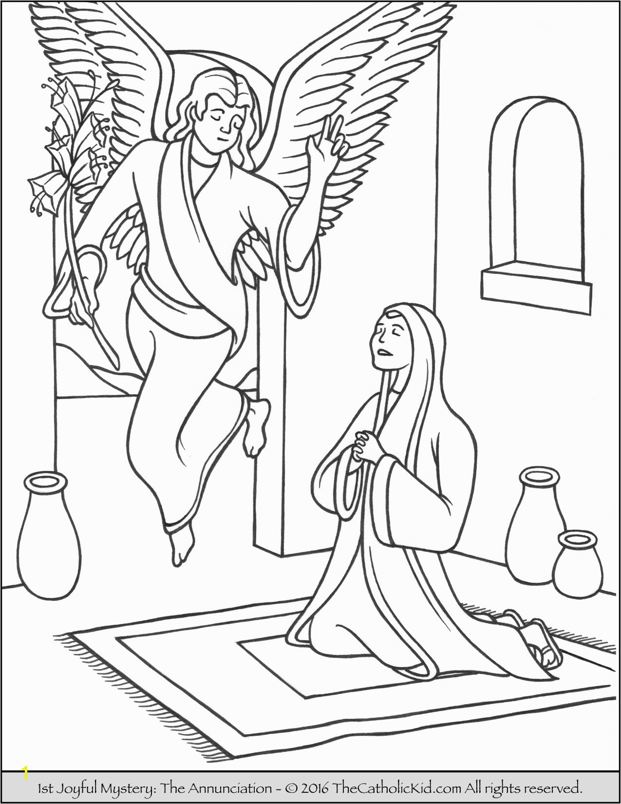 Gabriel Visits Mary Coloring Page Funky Angel Coloring Sheets Crest Coloring Paper