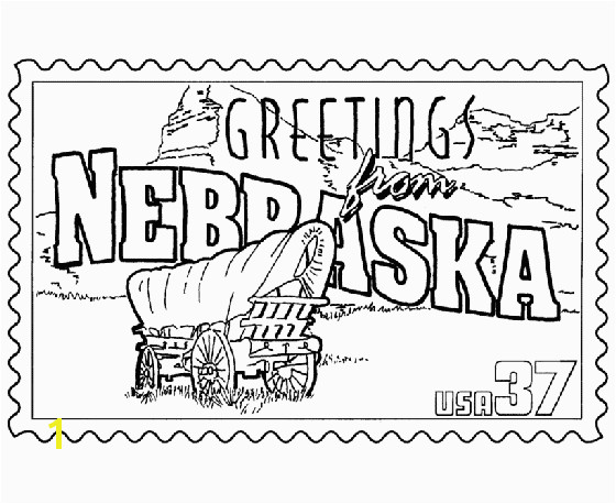 Nebraska State Stamp Coloring Page