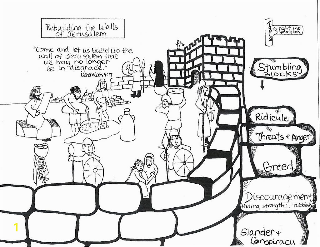 Nehemiah Builds the Wall Coloring Page Nehemiah Builds the Wall Coloring Page