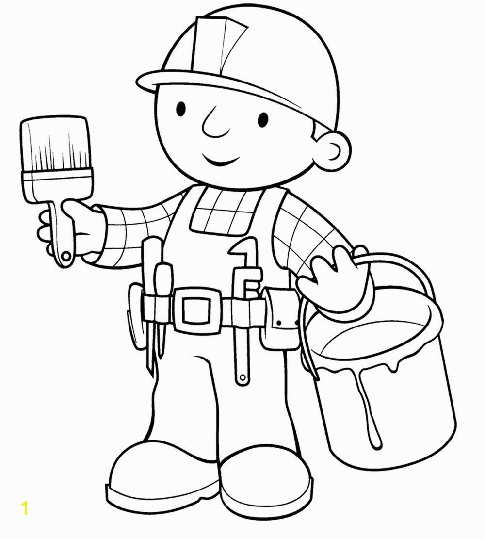 Bob The Builder And Paintbrish Coloring Page