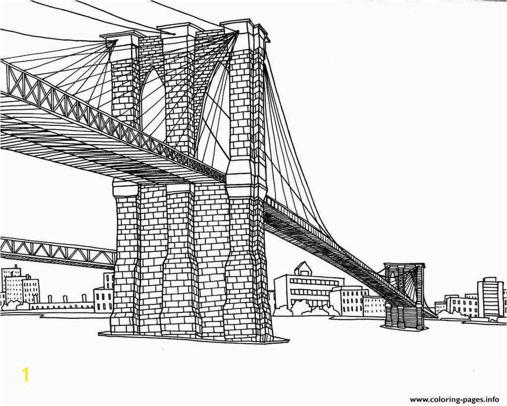 Special City Coloring Pages For Adults Adult New York Pont Brooklyn