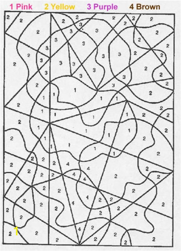 Mosaic Color by number coloring page can be colored online or printed beginner sheets available