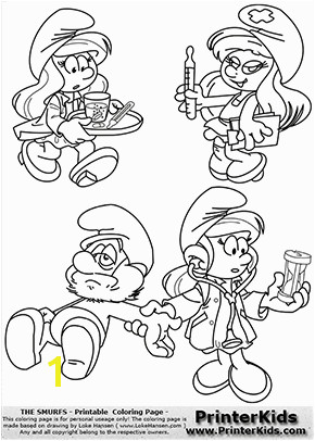 Nurse Coloring Page Coloring Page with Three Smurfette Illustrations One where She is A
