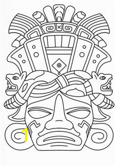 Mayn Mask Coloring page Inca Art Mayan Mask Mexican Mask Cultura Maya