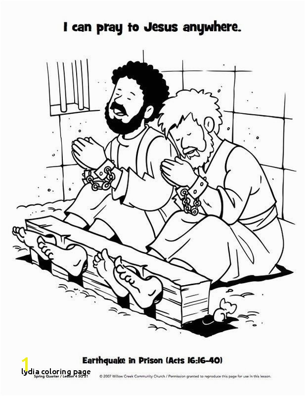 Lydia Coloring Page Paul and Silas In Jail Coloring Page