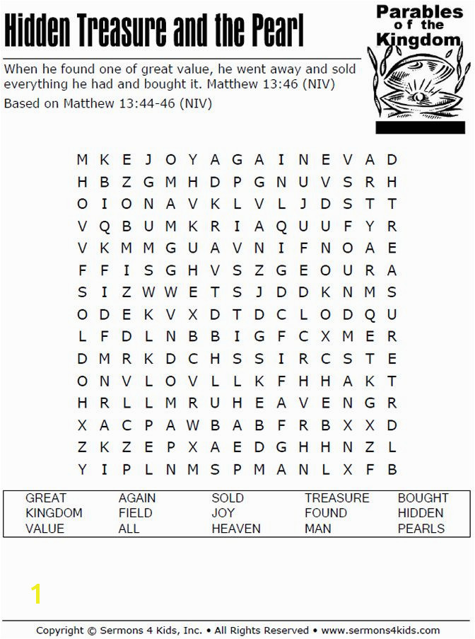 Parables of the Kingdom Word Search Puzzle