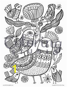 Birds on Birds Pattern Coloring PagesAdult