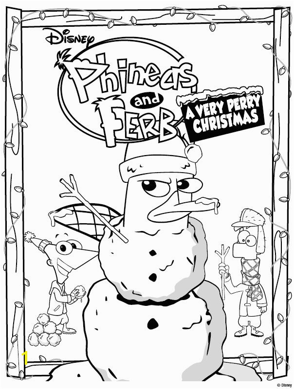 Phineas and Ferb Coloring Pages Lovely Phineas and Ferb with Agent P Christmas Coloring Page
