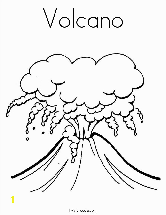 Erupting volcano coloring page