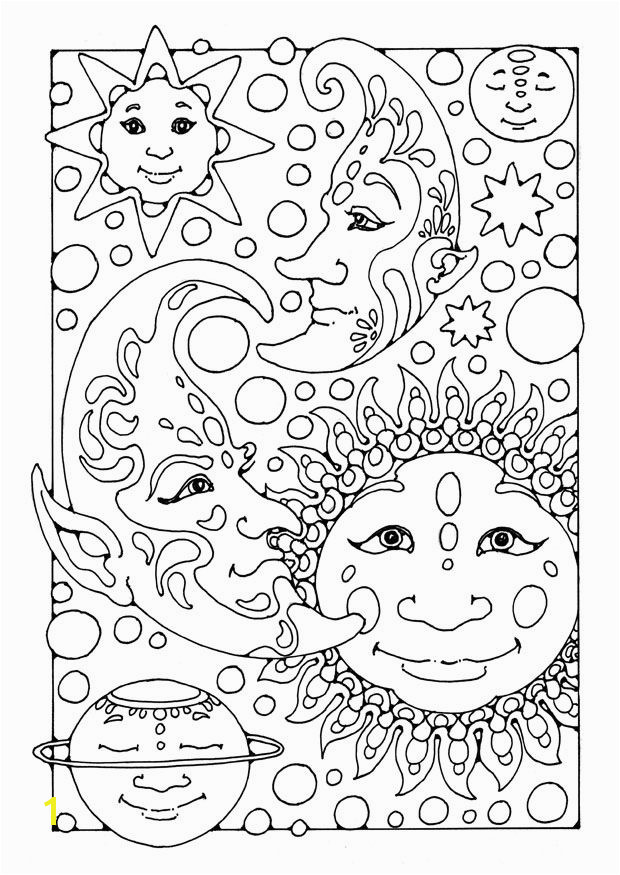 Fantasy Coloring Pages For Adults Coloring page sun moon and st…