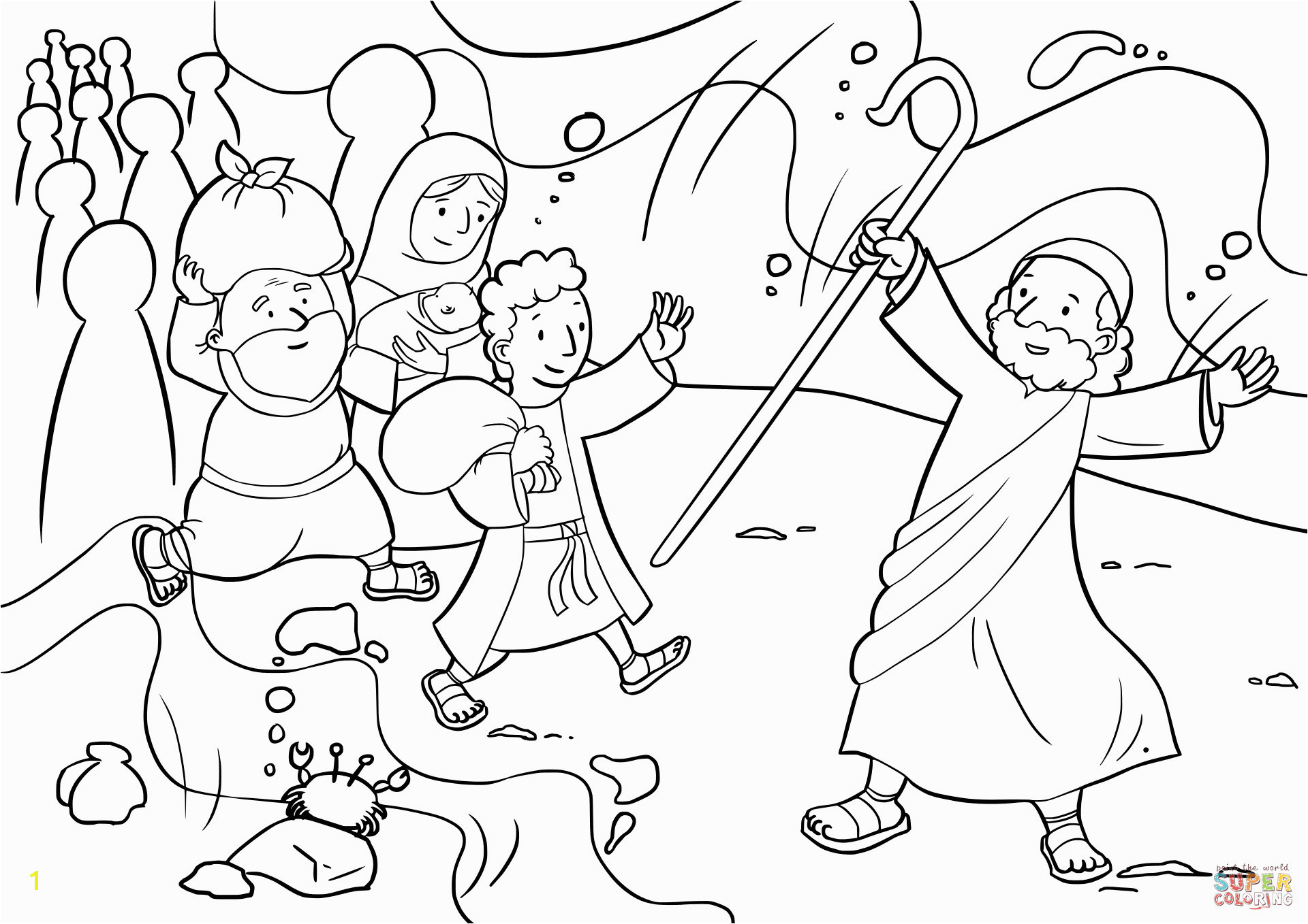 Israelites Cross The Red Sea Coloring Page Free Printable Stunning Parting