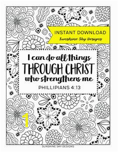 I Can Do All Things Through Christ Coloring Page Printable Instant Download Phillipians 4 13 Christian Coloring