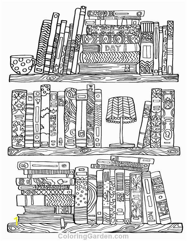 Free printable bookshelf adult coloring page Download it in PDF format at